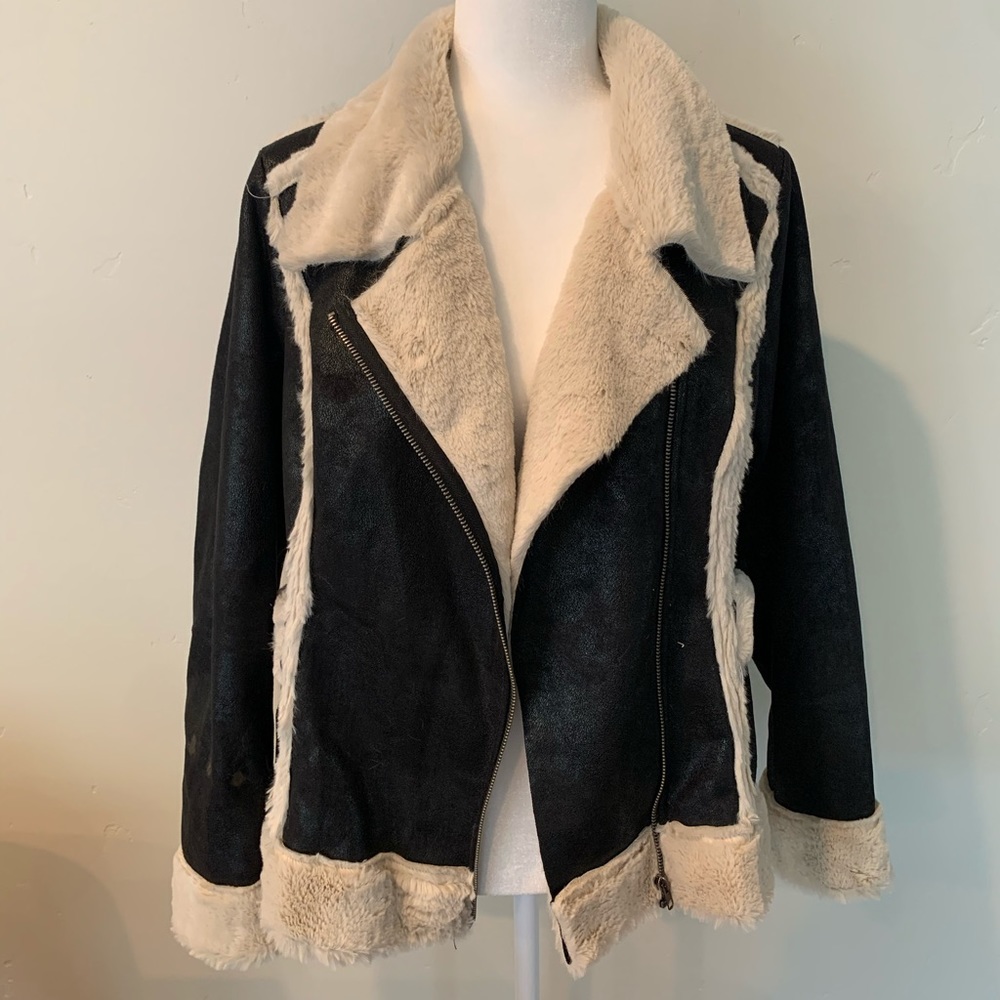 MINK PINK City of Angels Fur Trim Biker Jacket